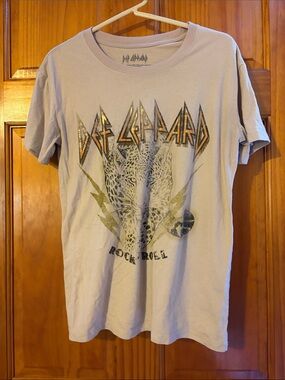 Def Leppard Women's Rock 'n' Roll Graphic Tee - Light Gray